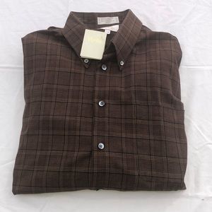 NWT Brown Plaid Viyella Button Shirt